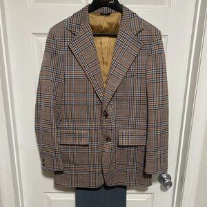 Men's VINTAGE Tweed Plaid Sport Coat and Pants Double Knit All Seasons 36 waist